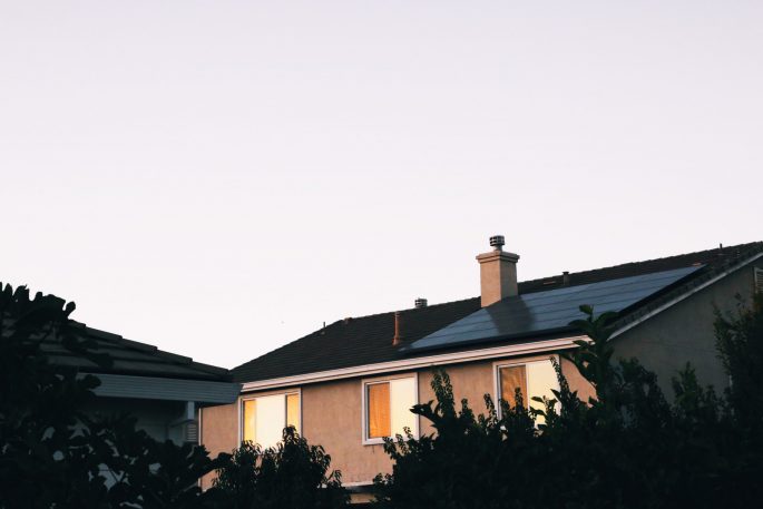 Solar panels on a residential roof